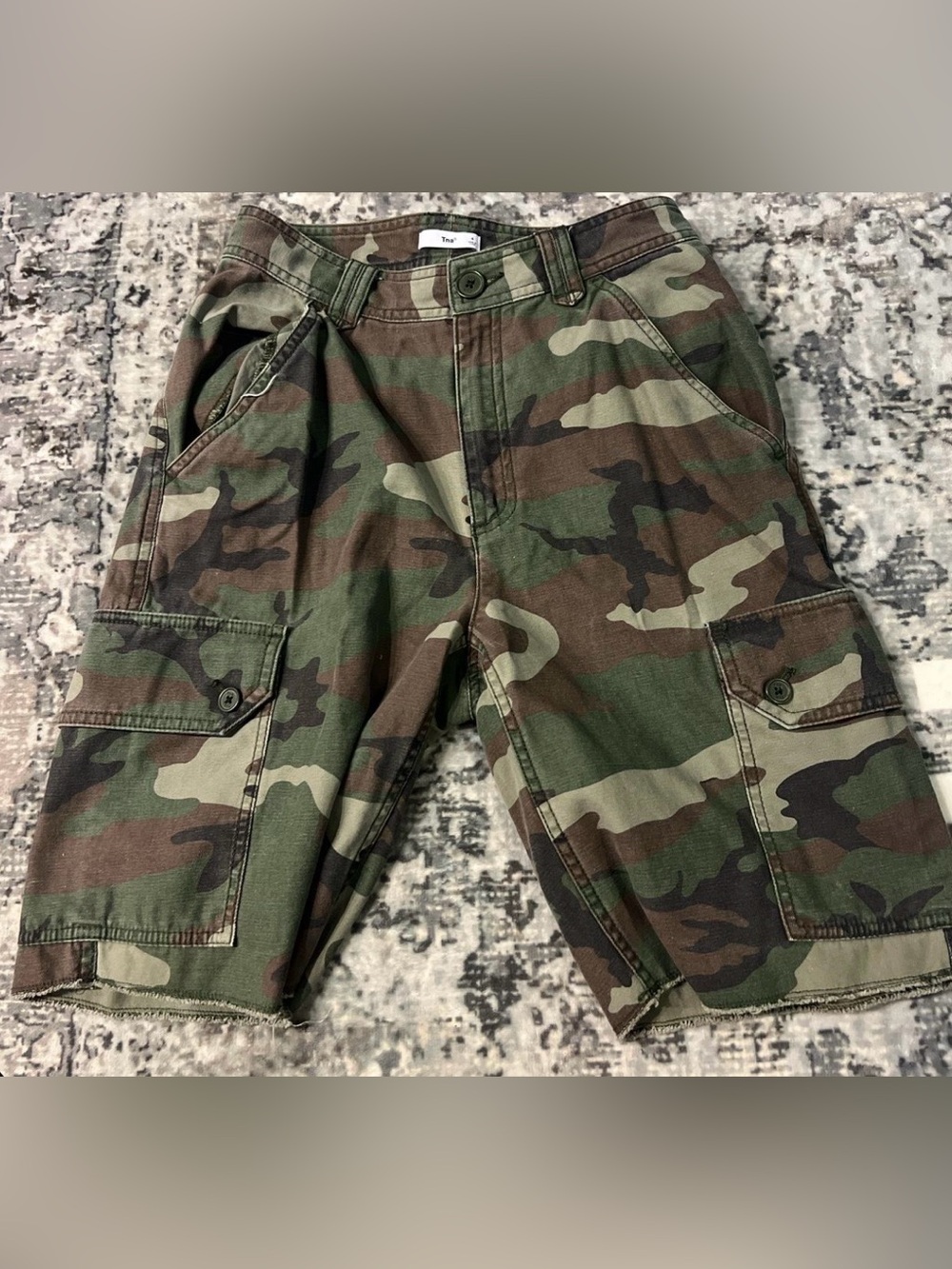TNA Kids Camouflage Cargo Shorts - Green/Brown